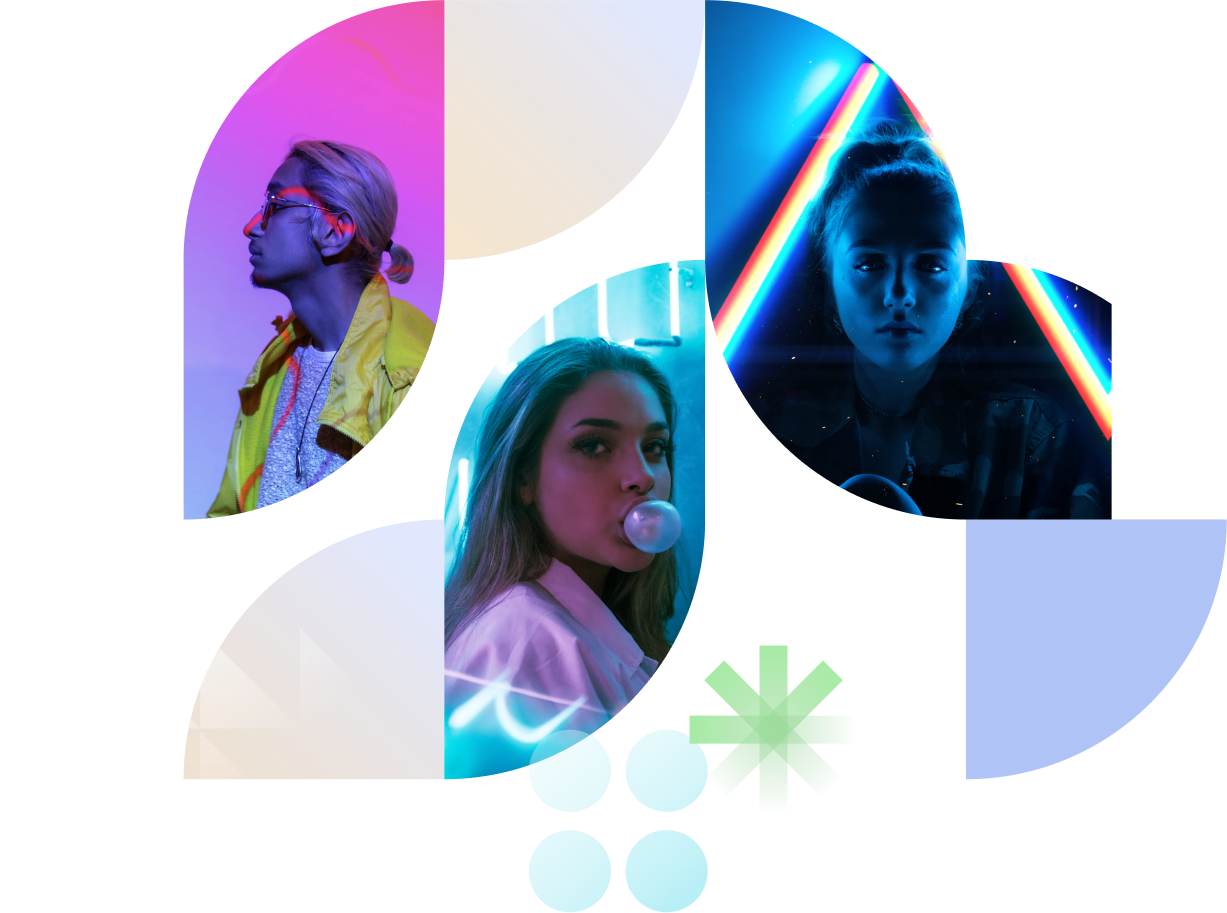 3 alumnos modernos sobre fondo futurista 3 alumnos jóvenes, imagen de portada de votatuprofesor.com